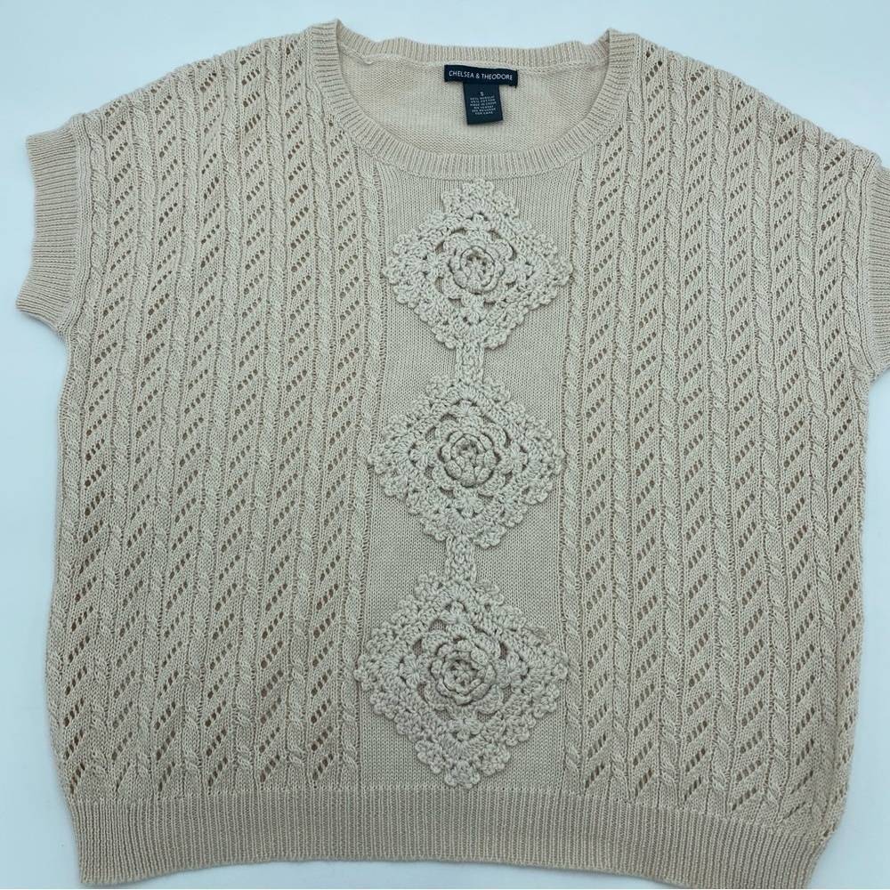 Chelsea & Theodore Women’s Sweater Small Crochet Details Cable Knit‎